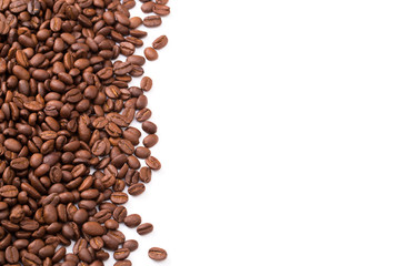 Coffee beans isolated on a white background area for copy space.