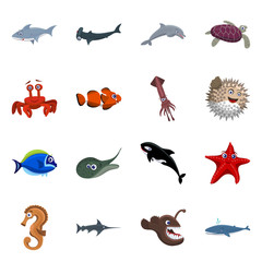 Vector design of sea and animal icon. Collection of sea and marine vector icon for stock.