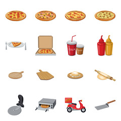 Vector illustration of pizza and food icon. Collection of pizza and italy stock symbol for web.