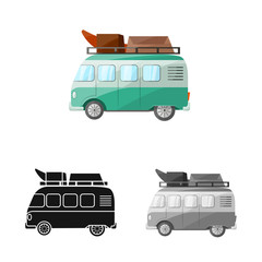 Vector illustration of bus and recreation icon. Web element of bus and motorhome vector icon for stock.
