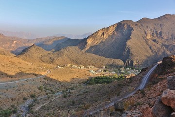 Oman Hajar Mountain Pass with scenic View