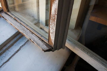 Fototapeta na wymiar Frame of old wooden window