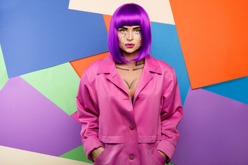 Model in creative image with pop art makeup