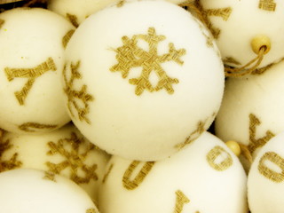 Obraz na płótnie Canvas Christmas balls of white color close-up