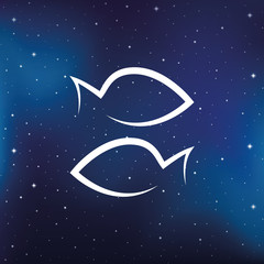 blue zodiac sign fish horoscope in starry sky vector illustration EPS10