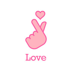 Korea finger heart vector illustration. Korean love sign icon.