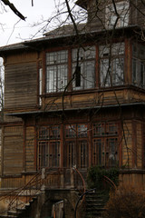 Fototapeta na wymiar old brown wooden victorian style house