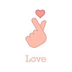Korea finger heart vector illustration. Korean love sign icon.