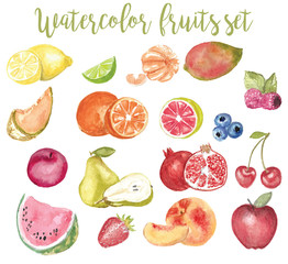 watercolor fruit illustration set