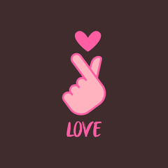 Obraz premium Korea finger heart vector illustration. Korean love sign icon.