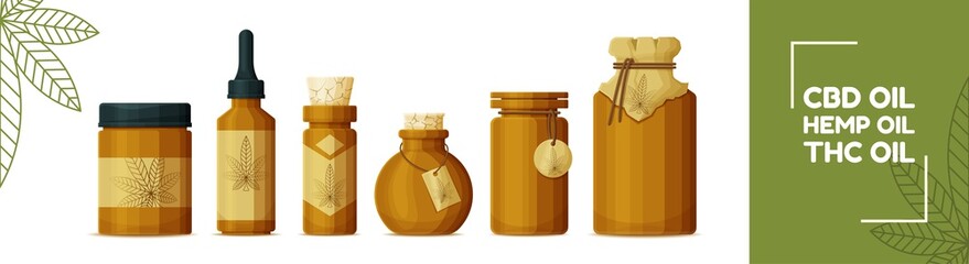 Set jars hemp thc cbd oil