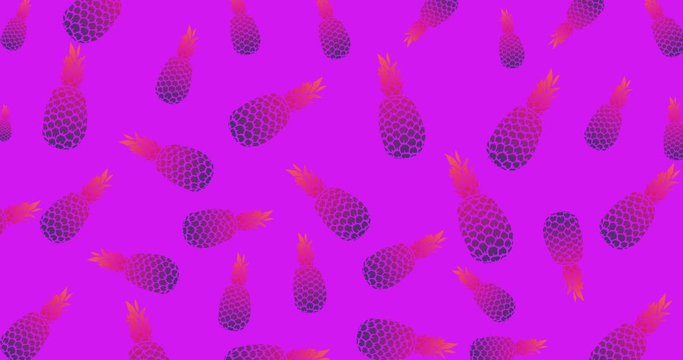 Pineapple is shaking on a colored background. Vegetarian theme