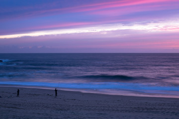 Fototapeta na wymiar Sunset on the beach of Vila do Conde, Portugal
