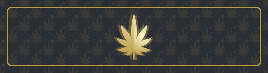 Abstract black banner with marijuana leaf