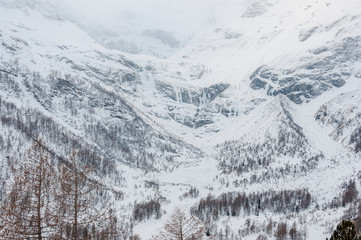 Obraz premium Bernina, Alp Grüm, Gletscher, Palü Gletscher, Piz Palü, Piz Varuna, Piz Canton, Alpen, Graubünden, Wanderweg, Berninapass, Val Poschiavo, Winter, Schweiz
