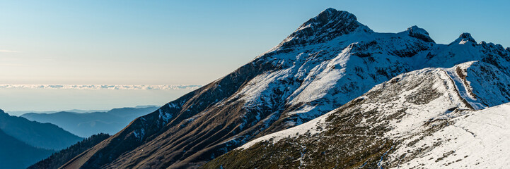 Snow covered beautiful mountain peaks