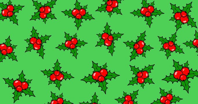 Christmas berries of holly is shaking on a colored background.
