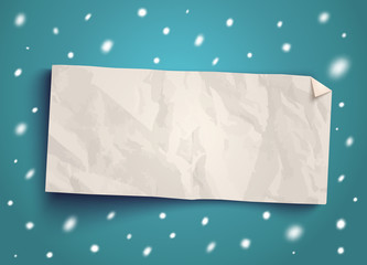 Vector paper banner with snow.