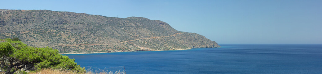 Obraz premium Coastal view of crete in greece from the island Spinalonga