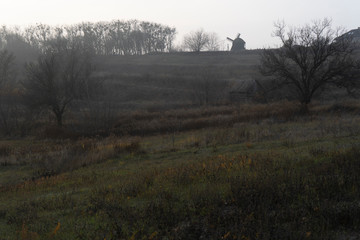 View of the windmill, Ukrainian village