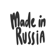 Made in Russia. Sticker for social media content. Vector hand drawn illustration design. 