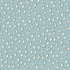 Hand-drawn  raindrops seamless pattern . Weather pattern. - 301848506