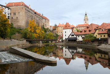 Cesky Krumlov - beautiful cityscape of Cesky Krumlov in autumn.