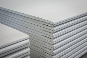 Gypsum plasterboard in the stack