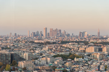 Obraz premium 東京都世田谷区三軒茶屋から見る東京の夕景