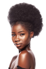 Young Beautiful African Woman with Afro