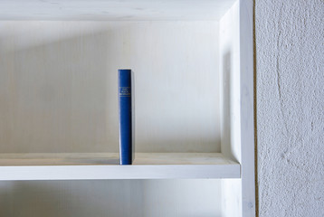Isolated book standing upright in shelf