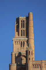 Fototapeta premium Cathedral Basilica of Saint Cecilia (Basilique Cathedrale Sainte-Cecile d'Albi, 1480) or Albi Cathedral - most important Catholic church in Albi, Tarn, Midi-Pyrenees, France.