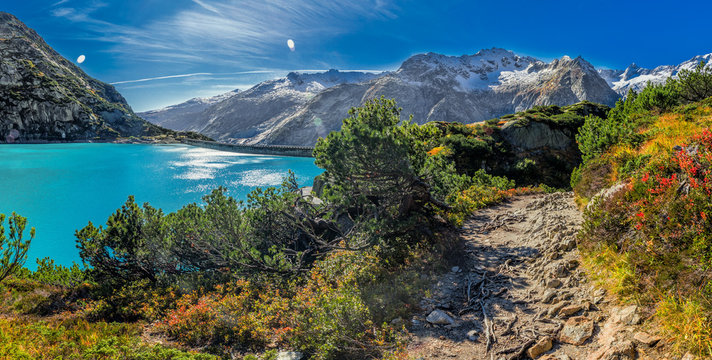 Gelmer Lake near by the Grimselpass in Swiss Alps, Gelmersee, Switzerland, Bernese Oberland, Switzerland
