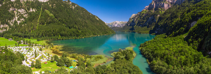 Fototapeta na wymiar Klontalersee (Lake Klontal) in Swiss Alps, Glarus, Switzerland