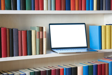 Accurate bookshelf with laptop
