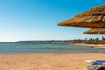 View of the resort beaches on the Red sea in Sharm el Sheikh, Egypt. Vacation concept