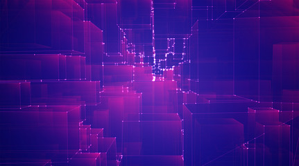 Fototapeta premium vector geometric background of cubes and squares in purple and pink colors