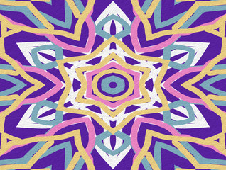 Colorful  pattern paint like kaleidoscope symmetry mandala style 3D, template pastel abstract background. Digital illustration