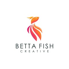unique colorful betta fish logo, vector illustration of a modern animal