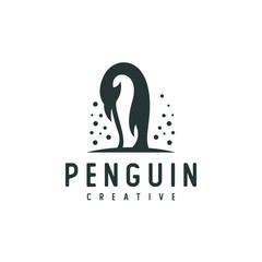 Penguin silhouette logo vector illustration