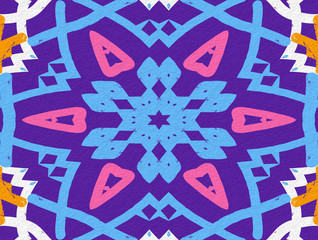 Colorful  pattern paint like kaleidoscope symmetry mandala style 3D, template pastel abstract background. Digital illustration