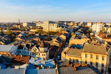 Fototapeta na wymiar Lviv cityscape. View on city Lviv from the church of Sts. Olha and Elizabeth