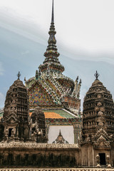 Fototapeta premium 2011.05.16, Bangkok, Thailand. Elements of pavilions of the Grand Palace complex. Ancient architecture of Asia. Sights of Bangkok. 