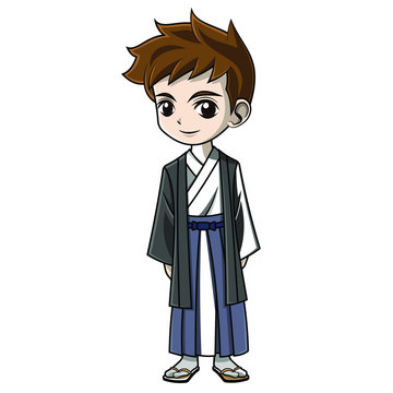 cartoon boy wearing japanese clothes