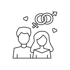 Man woman sexual gender icon. Simple line, outline vector of having feelings icons for ui and ux, website or mobile application