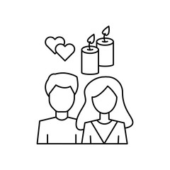 Man woman candy romance icon. Simple line, outline vector of having feelings icons for ui and ux, website or mobile application