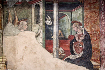 Annunciazione; affresco nella Collegiata di San Fiorenzo a Fiorenzuola d'Arda (Piacenza)