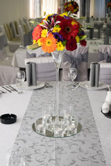 wedding table with flowers