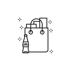 Products bottle paper bag icon. Simple line, outline vector of grocery icons for ui and ux, website or mobile application