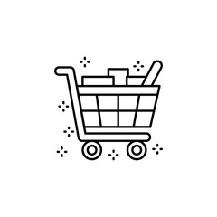 Trolley products icon. Simple line, outline vector of grocery icons for ui and ux, website or mobile application